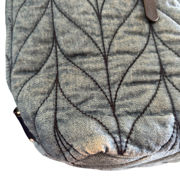 Kate Spade New York Ellie Blue Denim Flap Quilted Nylon Backpack Pockets Cinched - Picture 13 of 13